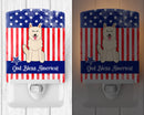 Patriotic USA White German Shepherd Ceramic Night Light Compact, UL-Certified, Ideal for Bedroom, Bathroom, Nursery, Hallway, Kitchen, 6x4x3, Multicolor