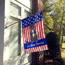Patriotic USA Staffordshire Bull Terrier Blue House Flag 28x40 Porch Sleeve Pole Decorative Outside Yard Banner Artwork Wall Hanging, Polyester