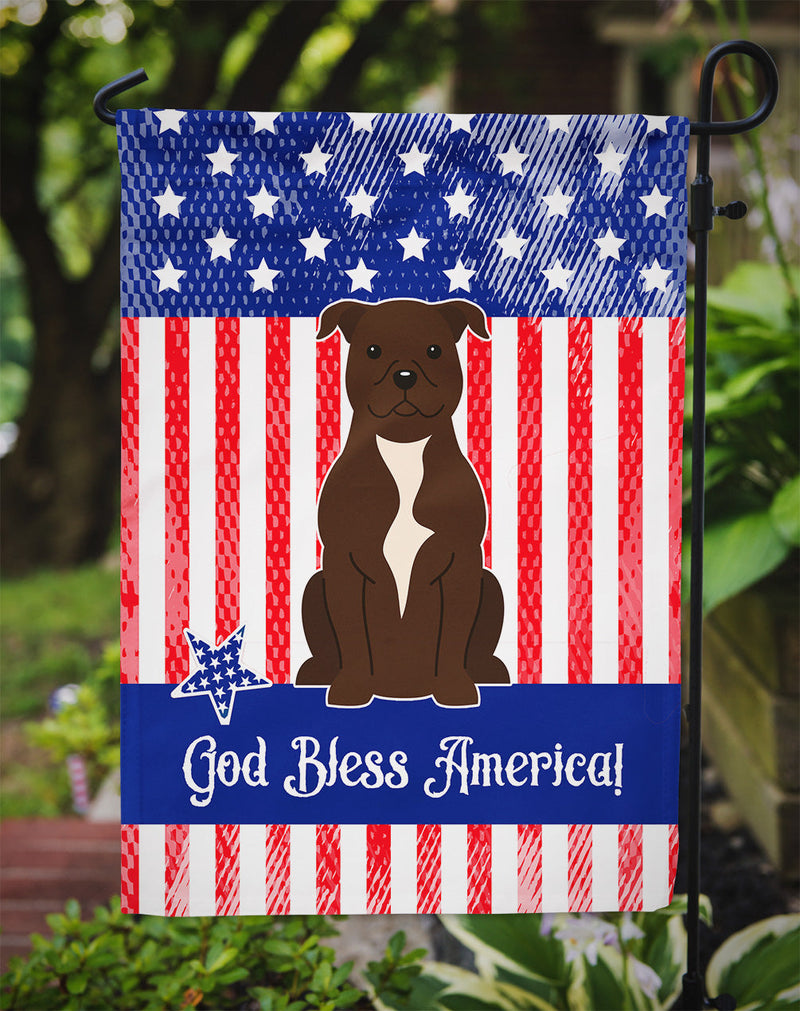 Patriotic USA Staffordshire Bull Terrier Chocolate Flag Garden Size BB3043GF