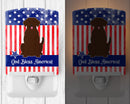 Patriotic USA Chocolate Labrador Ceramic Night Light Compact, UL-Certified, Ideal for Bedroom, Bathroom, Nursery, Hallway, Kitchen, 6x4x3, Multicolor