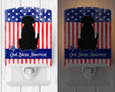 Patriotic USA Black Labrador Ceramic Night Light Compact, UL-Certified, Ideal for Bedroom, Bathroom, Nursery, Hallway, Kitchen, 6x4x3, Multicolor