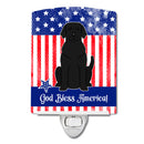 Patriotic USA Black Labrador Ceramic Night Light Compact, UL-Certified, Ideal for Bedroom, Bathroom, Nursery, Hallway, Kitchen, 6x4x3, Multicolor