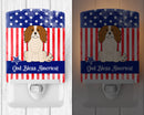 Patriotic USA Cavalier Spaniel Ceramic Night Light Compact, UL-Certified, Ideal for Bedroom, Bathroom, Nursery, Hallway, Kitchen, 6x4x3, Multicolor