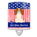 Patriotic USA Cavalier Spaniel Ceramic Night Light Compact, UL-Certified, Ideal for Bedroom, Bathroom, Nursery, Hallway, Kitchen, 6x4x3, Multicolor