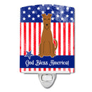Patriotic USA Irish Terrier Ceramic Night Light Compact, UL-Certified, Ideal for Bedroom, Bathroom, Nursery, Hallway, Kitchen, 6x4x3, Multicolor