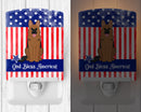 Patriotic USA German Shepherd Ceramic Night Light Compact, UL-Certified, Ideal for Bedroom, Bathroom, Nursery, Hallway, Kitchen, 6x4x3, Multicolor
