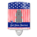 Patriotic USA Poodle Silver Ceramic Night Light Compact, UL-Certified, Ideal for Bedroom, Bathroom, Nursery, Hallway, Kitchen, 6x4x3, Multicolor