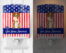 Patriotic USA Brittany Spaniel Ceramic Night Light Compact, UL-Certified, Ideal for Bedroom, Bathroom, Nursery, Hallway, Kitchen, 6x4x3, Multicolor