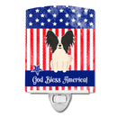 Patriotic USA Papillon Black White Ceramic Night Light Compact, UL-Certified, Ideal for Bedroom, Bathroom, Nursery, Hallway, Kitchen, 6x4x3, Multicolor