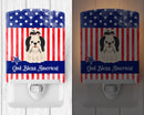 Patriotic USA Shih Tzu Black White Ceramic Night Light Compact, UL-Certified, Ideal for Bedroom, Bathroom, Nursery, Hallway, Kitchen, 6x4x3, Multicolor
