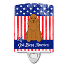 Patriotic USA Cocker Spaniel Red Ceramic Night Light Compact, UL-Certified, Ideal for Bedroom, Bathroom, Nursery, Hallway, Kitchen, 6x4x3, Multicolor