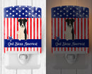 Patriotic USA Smooth Fox Terrier Ceramic Night Light Compact, UL-Certified, Ideal for Bedroom, Bathroom, Nursery, Hallway, Kitchen, 6x4x3, Multicolor
