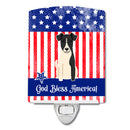 Patriotic USA Smooth Fox Terrier Ceramic Night Light Compact, UL-Certified, Ideal for Bedroom, Bathroom, Nursery, Hallway, Kitchen, 6x4x3, Multicolor
