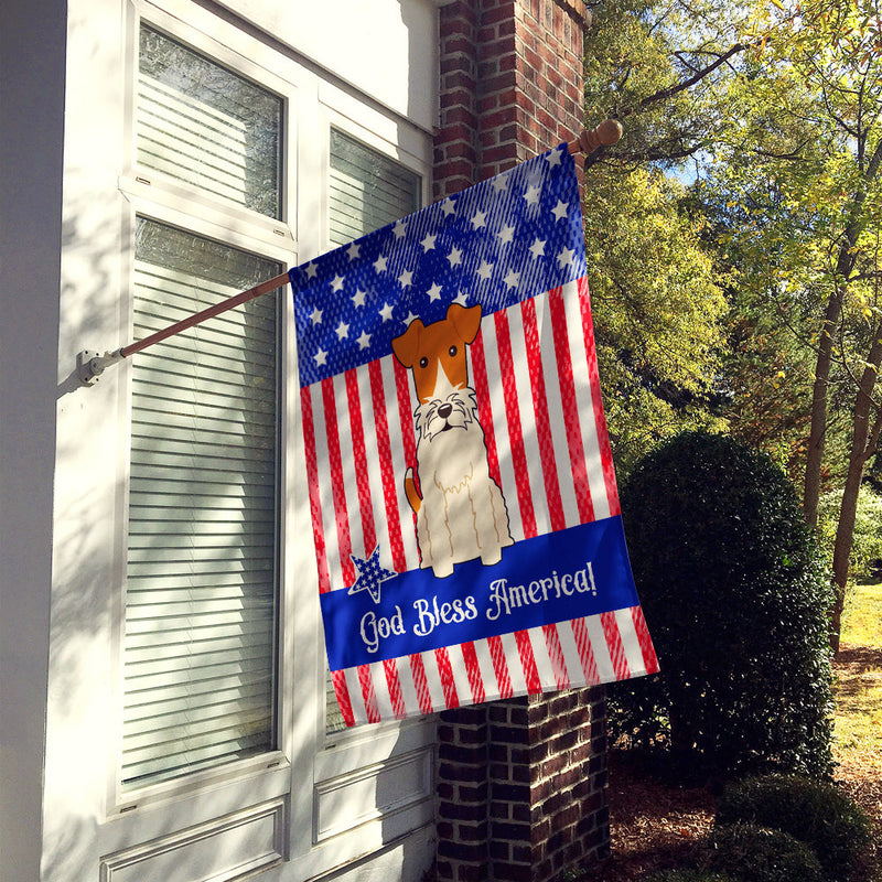 Patriotic USA Wire Fox Terrier Flag Canvas House Size BB3096CHF