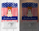 Patriotic USA Wire Fox Terrier Ceramic Night Light Compact, UL-Certified, Ideal for Bedroom, Bathroom, Nursery, Hallway, Kitchen, 6x4x3, Multicolor