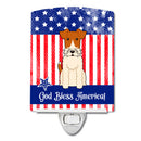 Patriotic USA Wire Fox Terrier Ceramic Night Light Compact, UL-Certified, Ideal for Bedroom, Bathroom, Nursery, Hallway, Kitchen, 6x4x3, Multicolor