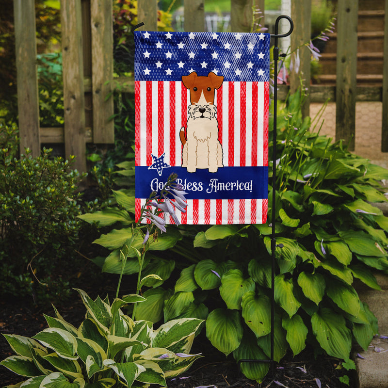 Patriotic USA Wire Fox Terrier Flag Garden Size BB3096GF