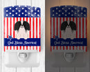 Patriotic USA Pekingese Black White Ceramic Night Light Compact, UL-Certified, Ideal for Bedroom, Bathroom, Nursery, Hallway, Kitchen, 6x4x3, Multicolor
