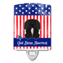 Patriotic USA Pekingese Black Ceramic Night Light Compact, UL-Certified, Ideal for Bedroom, Bathroom, Nursery, Hallway, Kitchen, 6x4x3, Multicolor