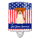 Patriotic USA Jack Russell Terrier Ceramic Night Light Compact, UL-Certified, Ideal for Bedroom, Bathroom, Nursery, Hallway, Kitchen, 6x4x3, Multicolor