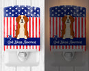 Patriotic USA English Foxhound Ceramic Night Light Compact, UL-Certified, Ideal for Bedroom, Bathroom, Nursery, Hallway, Kitchen, 6x4x3, Multicolor