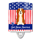 Patriotic USA English Foxhound Ceramic Night Light Compact, UL-Certified, Ideal for Bedroom, Bathroom, Nursery, Hallway, Kitchen, 6x4x3, Multicolor