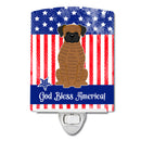 Patriotic USA Brindle Boxer Ceramic Night Light Compact, UL-Certified, Ideal for Bedroom, Bathroom, Nursery, Hallway, Kitchen, 6x4x3, Multicolor