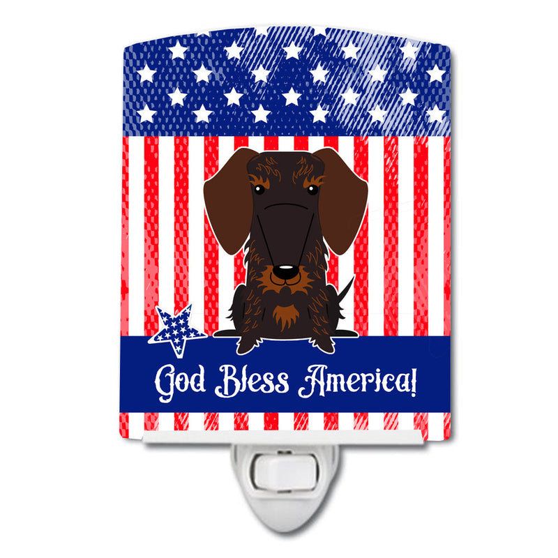 Patriotic USA Wire Haired Dachshund Chocolate Ceramic Night Light BB3124CNL