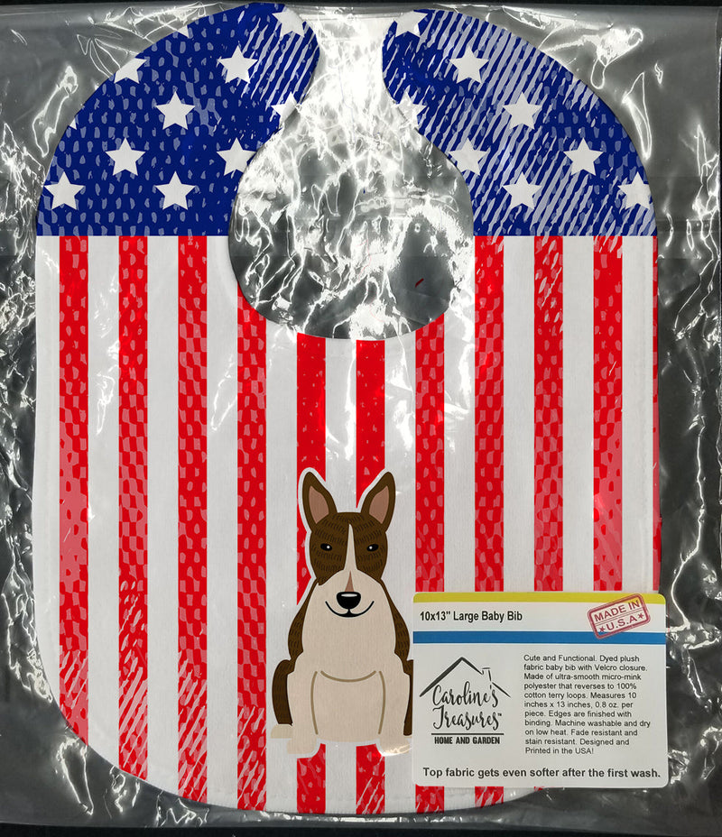 Patriotic USA Bull Terrier Dark Brindle Baby Bib BB3131BIB