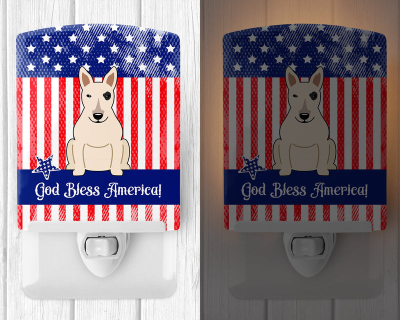 Patriotic USA Bull Terrier White Ceramic Night Light BB3133CNL