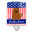 Patriotic USA Chow Chow Red Ceramic Night Light Compact, UL-Certified, Ideal for Bedroom, Bathroom, Nursery, Hallway, Kitchen, 6x4x3, Multicolor