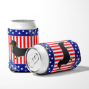 USA Patriotic Dachshund Can or Bottle Hugger Cooler Sleeve for Standard 12 oz Cans, Insulated Foam Beer & Soda Can Hugger Reusable