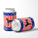USA Patriotic Toy Fox Terrier Can or Bottle Hugger Cooler Sleeve for Standard 12 oz Cans, Insulated Foam Beer & Soda Can Hugger Reusable