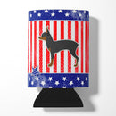 USA Patriotic Toy Fox Terrier Can or Bottle Hugger Cooler Sleeve for Standard 12 oz Cans, Insulated Foam Beer & Soda Can Hugger Reusable
