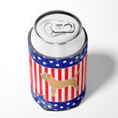 USA Patriotic Border Terrier Can or Bottle Hugger Cooler Sleeve for Standard 12 oz Cans, Insulated Foam Beer & Soda Can Hugger Reusable