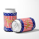 USA Patriotic Border Terrier Can or Bottle Hugger Cooler Sleeve for Standard 12 oz Cans, Insulated Foam Beer & Soda Can Hugger Reusable