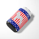 USA Patriotic Bedlington Terrier Can or Bottle Hugger Cooler Sleeve for Standard 12 oz Cans, Insulated Foam Beer & Soda Can Hugger Reusable