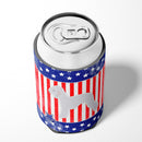 USA Patriotic Bedlington Terrier Can or Bottle Hugger Cooler Sleeve for Standard 12 oz Cans, Insulated Foam Beer & Soda Can Hugger Reusable
