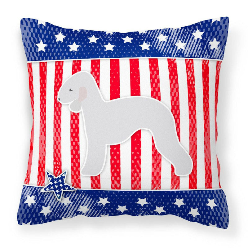 USA Patriotic Bedlington Terrier Fabric Decorative Pillow BB3294PW1818