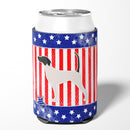 USA Patriotic English Pointer Can or Bottle Hugger Cooler Sleeve for Standard 12 oz Cans, Insulated Foam Beer & Soda Can Hugger Reusable