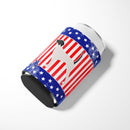 USA Patriotic English Pointer Can or Bottle Hugger Cooler Sleeve for Standard 12 oz Cans, Insulated Foam Beer & Soda Can Hugger Reusable