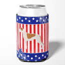 USA Patriotic Greyhound Can or Bottle Hugger Cooler Sleeve for Standard 12 oz Cans, Insulated Foam Beer & Soda Can Hugger Reusable