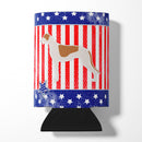 USA Patriotic Greyhound Can or Bottle Hugger Cooler Sleeve for Standard 12 oz Cans, Insulated Foam Beer & Soda Can Hugger Reusable