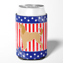 USA Patriotic Afghan Hound Can or Bottle Hugger Cooler Sleeve for Standard 12 oz Cans, Insulated Foam Beer & Soda Can Hugger Reusable