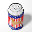USA Patriotic Afghan Hound Can or Bottle Hugger Cooler Sleeve for Standard 12 oz Cans, Insulated Foam Beer & Soda Can Hugger Reusable