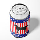 USA Patriotic Black Labrador Retriever Can or Bottle Hugger Cooler Sleeve for Standard 12 oz Cans, Insulated Foam Beer & Soda Can Hugger Reusable