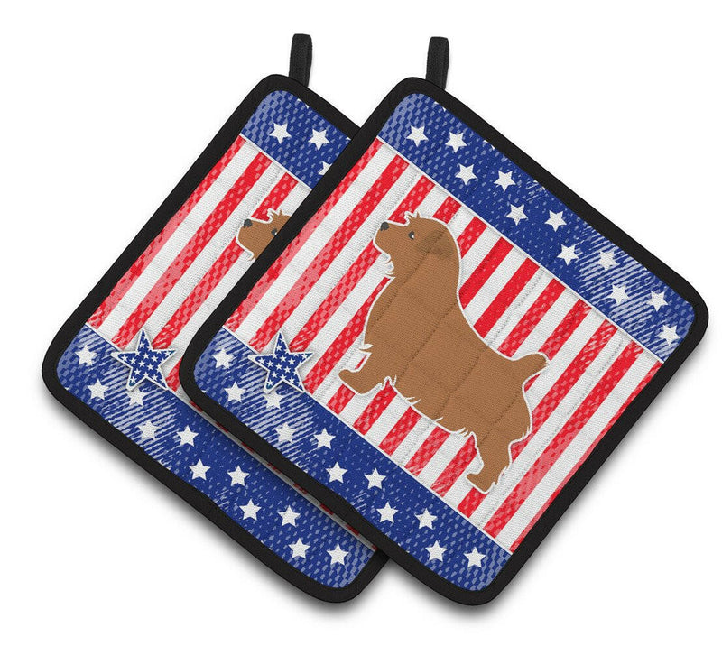 USA Patriotic Norfolk Terrier Pair of Pot Holders BB3309PTHD