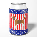 USA Patriotic Beagle Can or Bottle Hugger Cooler Sleeve for Standard 12 oz Cans, Insulated Foam Beer & Soda Can Hugger Reusable