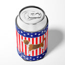 USA Patriotic Beagle Can or Bottle Hugger Cooler Sleeve for Standard 12 oz Cans, Insulated Foam Beer & Soda Can Hugger Reusable