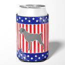 USA Patriotic German Wirehaired Pointer Can or Bottle Hugger Cooler Sleeve for Standard 12 oz Cans, Insulated Foam Beer & Soda Can Hugger Reusable